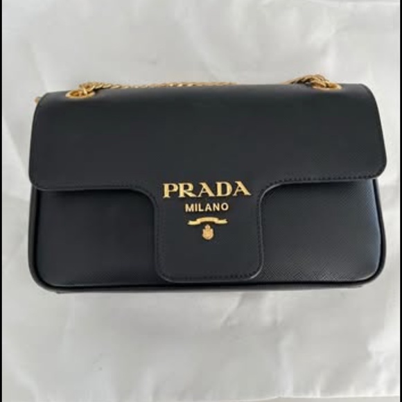 Prada Black Saffiano Pattina Flap Bag - Picture 1 of 5